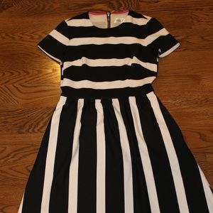 Eliza J Black/White Stripped Fit & Flare, 2